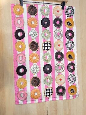 Mckenzie Childs Pink Donut Pattern Kitchen Tea Towel
